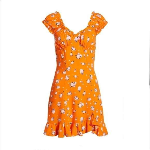 Free People Like A Lady Printed Mini Dress In Orange size XS - Picture 2 of 12